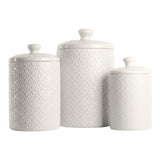 embossed 3 piece kitchen canister set