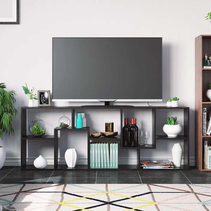 Najah Library Bookcase 63``H x 23.6W, Black, Fully Assembled