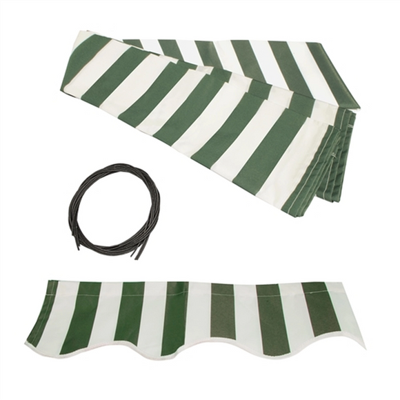 ALEKO Awning Fabric Replacement 10x8. Green/White Striped