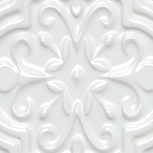 Florid Lantern 6.25" x 7.25" Straight Edge Ceramic Singular Subway Tile, white