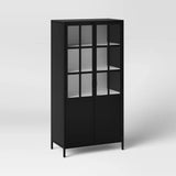 Half Glass Display Cabinet Black  *SCRATCH & DENT*