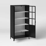 Half Glass Display Cabinet Black  *SCRATCH & DENT*