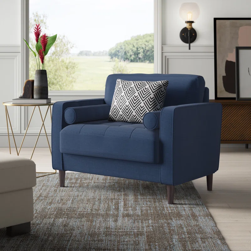 Garren 39.8" Square Arm Tufted Club Chair, Chair extra wide
