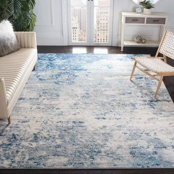 Genessys Abstract Area Rug in Grey/Blue - 6' x 9'