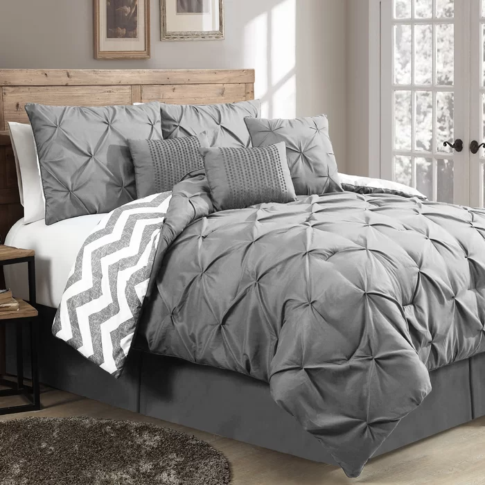 Germain, 7 piece, reversible comforter set, queen