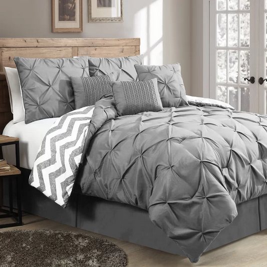 Germain, 7 piece, reversible comforter set, queen