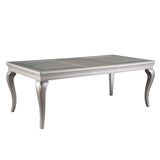 ELSA SILVER GREY FINISH DINING TABLE WITH GLASS & LEAF- CLEARANCE-