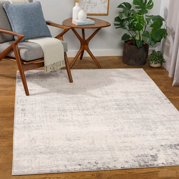 Haili Abstract Area Rug in Charcoal/Light Grey/White - 5'3