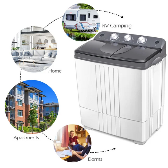 High Efficiency Portable Washer & Dryer Combo in White And Grey