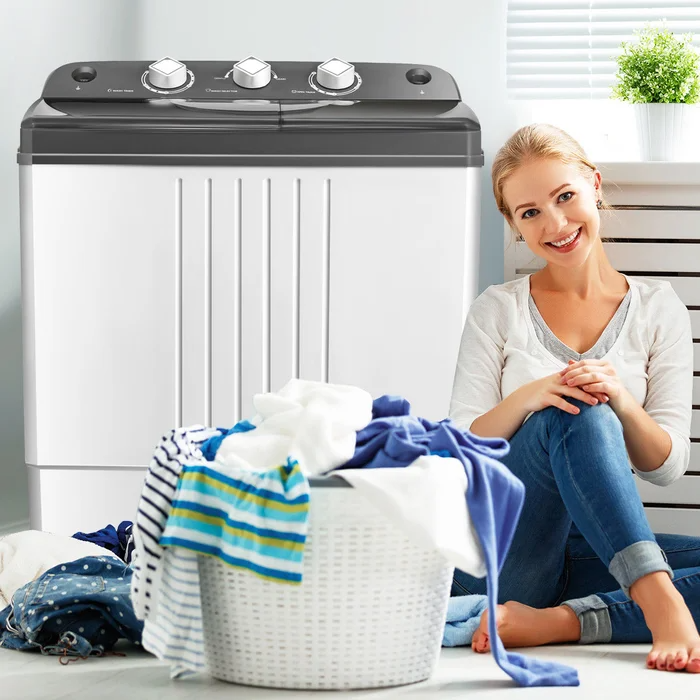 High Efficiency Portable Washer & Dryer Combo in White And Grey