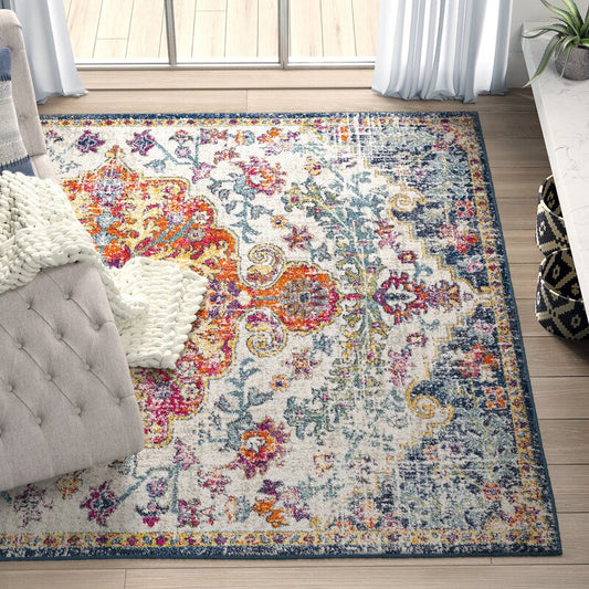 Hillsby Oriental Blue/Orange Area Rug -  - 5`3`` x 7`3``