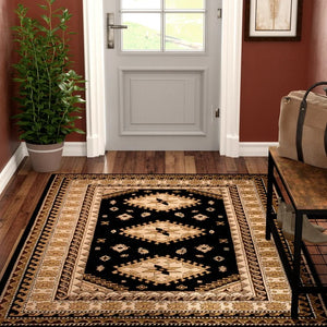 Juana Border Black/Brown Area Rug - 7'8" x 10'9"