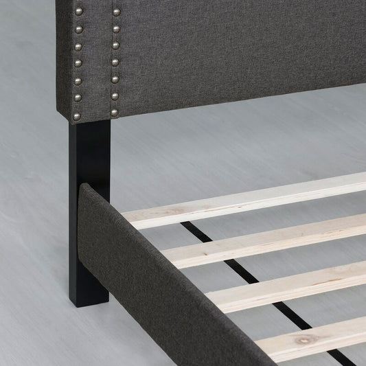 Kaniel Grey Platform Bed - King - Complete Bed inside Headboard