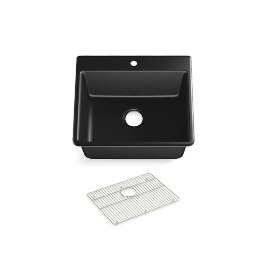 Matte Black Kennon Neoroc 25" L x 22" W dual mount Sink with Grid  by Kohler