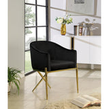 Krista  Black Velvet Upholstered Arm Chair