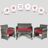*CLEARANCE*Lark Manor 4pcs Patio Outdoor Rattan Furniture Set Chair Loveseat Table Cushioned *UNASSEMBLED/IN BOX*