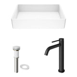 3 piece set - Magnolia Rectangular Vessel Bathroom Sink with Faucet