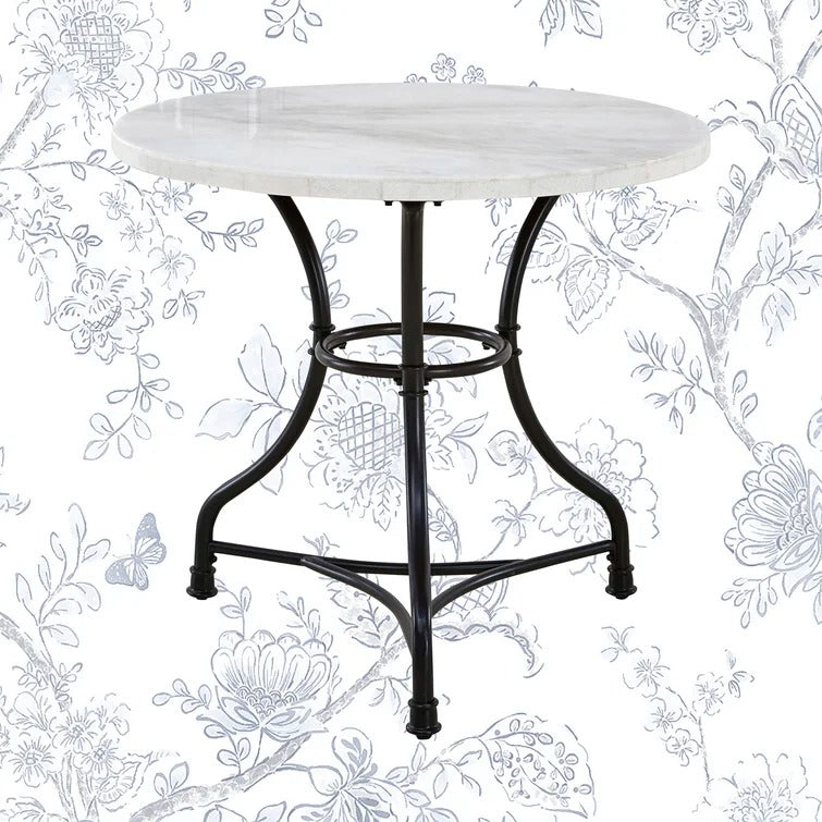 Moran 34'' Genuine Marble Iron Pedestal Dining Table