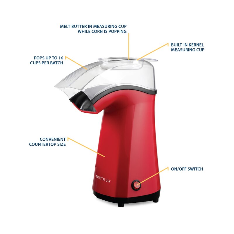 Nostalgia 16 cup hot air popcorn maker