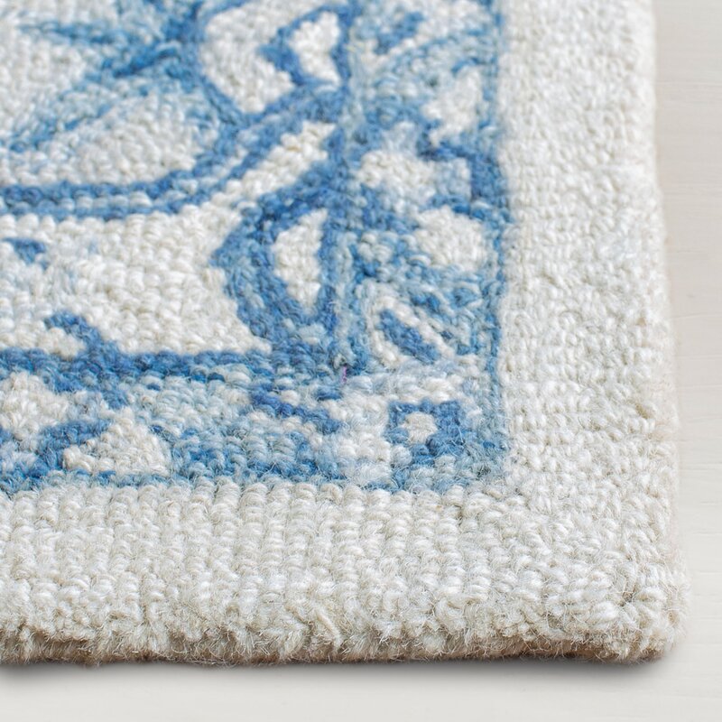 Percy Oriental Handmade Handwoven Wool Ivory/Blue Area Rug - 5 X 8