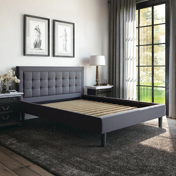 Pinheiro Tufted Upholstered Low Profile Platform Bed - QUEEN *UNASSEMBLED*SPECIAL