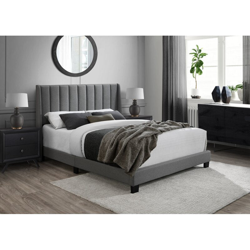 Herman Grey Panel Bed, Queen - Complete Bed, no mattress