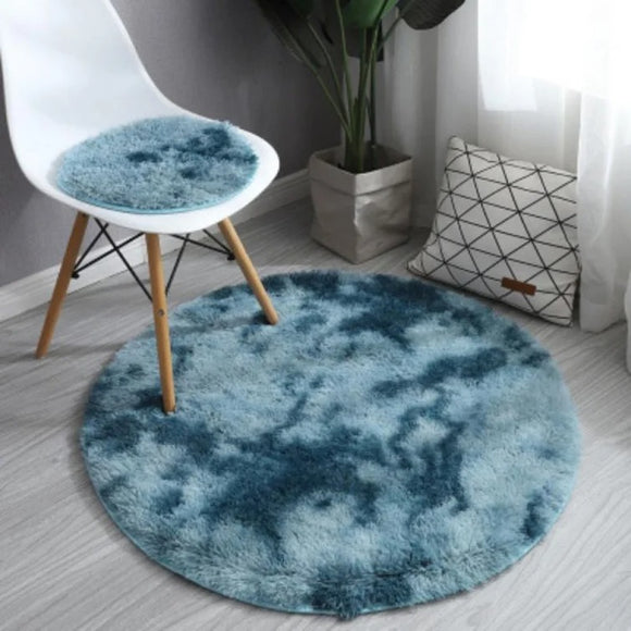 Eltingville Shag Blue Area Rug - Round 47.24