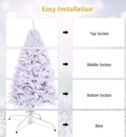 6 Ft Hinged Artificial Christmas, White, Unlit, In Box