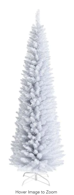 7 ft, white pencil tree, Unlit, In Box