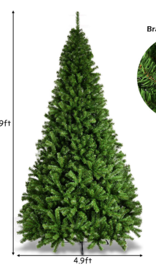 9FT PVC Artificial Unlit, Christmas Tree 2132 Tips Premium Hinged w/ Solid Metal Legs