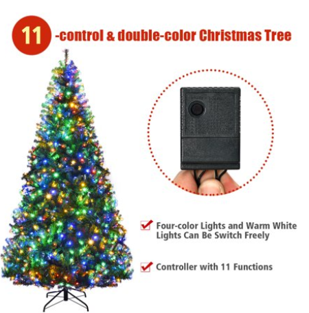 9Ft Pre-Lit Artificial Christmas Tree Premium Hinged w/ 1000 LED Lights & Stand
