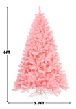 6Ft Hinged Artificial Christmas Tree Full Fir Tree New PVC w/ Metal Stand Pink