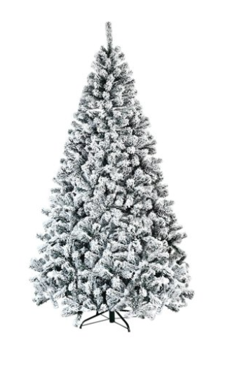 7.5ft Premium Snow Flocked Hinged Artificial Christmas Tree Unlit w/ Metal Stand