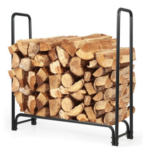 4 Foot Outdoor Steel Firewood Log Rack Wood Storage Holder