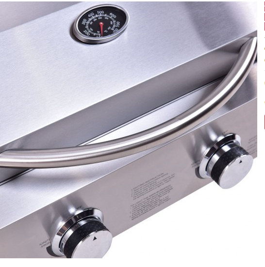 2 Burner Portable Stainless Steel BBQ Table Top Grill for Outdoors, 10000btu