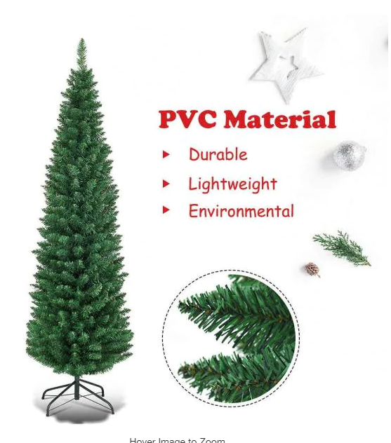 5 ft. PVC Unlit Artificial Slim Pencil Christmas Tree with Stand Home Holiday Decor
