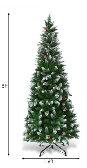 5 Foot Artificial Pencil Christmas Tree with Pine Cones