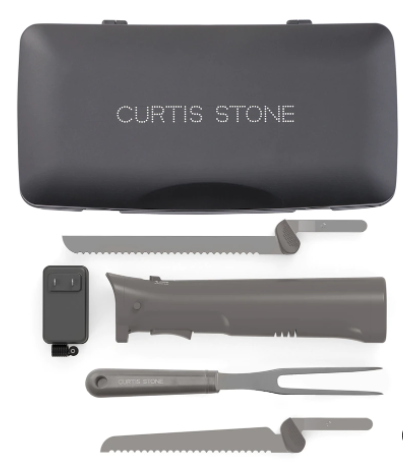 Curtis Stone Cordless Electric Carving Knife Set wit Case - GREY