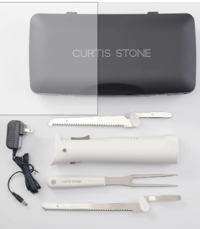 Curtis Stone Cordless Electric Carving Knife Set wit Case - WHITE