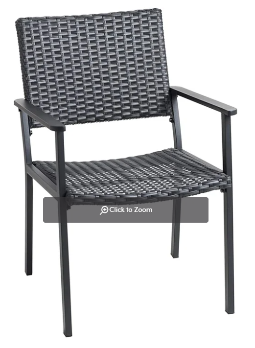 Patio Dining Chair, Wicker, Black