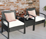 Copy of 3 Pieces Outdoor Rattan Patio Conversation Set with Seat Cushions, in box unassembled