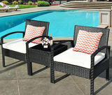 Copy of 3 Pieces Outdoor Rattan Patio Conversation Set with Seat Cushions, in box unassembled
