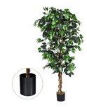 6 Ft Artificial Ficus Silk Tree Decor Wood Trunks*missing a few branches*