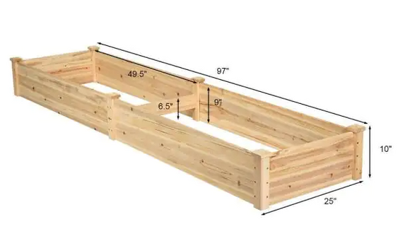 Natural Fir Wood Raised Bed Backyard Wooden Vegetable Raised Bed for Garden, In Box Unassembled