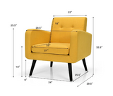 Modern Upholstered Comfy Accent Chair with Rubber Wood Legs, yellow, Slightly Irregular coloring