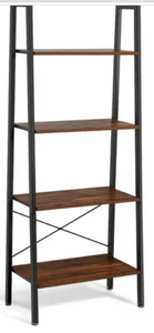 Ladder Shelf 4-Tier Industrial Bookshelf Storage Rack Shelves for Home and Office