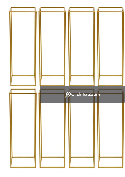 8 Pieces Square Metal Wedding Display Flower Stand Post Holder (Gold) reg $279.99