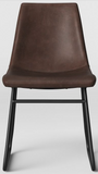 Leather and Metal Dining Chair Brown