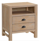 2 Drawer Solid Pine Nightstand Light Driftwood, assembled
