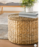 Woven Storage Ottoman Natural Seagrass